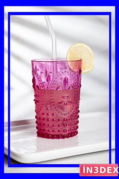 İN3DEX Pink Acrylic Unbreakable Cup Set of 6 400ml