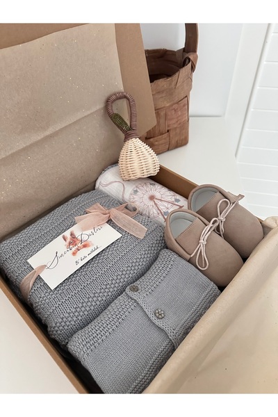 Sincabın Düşleri مجموعة هدايا الترحيب بالمولود الجديد، بطانية تريكو ربيعية، ط...