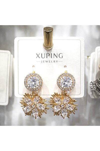 GLOW ACCESSORIES BAE أقراط زهرة متدلية من الزركون البرونزي من Xuping VIP