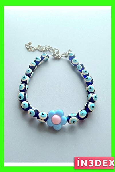 İN3DEX Nazar Beaded Flower Patterned Pet Collar Extendable