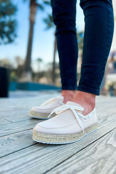 Mhoda Shoes Rlx-311 Espadril Men's Casual Lace-Up Straw Sole Knitwear Classic...