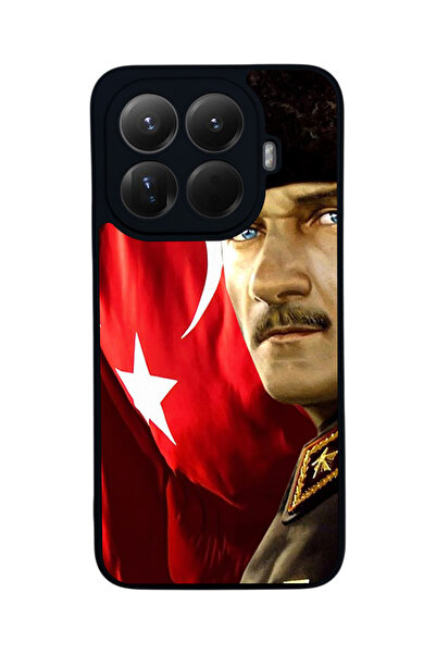 Aksel Kılıf غطاء حماية متوافق مع Mi 15 T Pro 5G، مطبوع، أسود غير لامع، سيليكو...