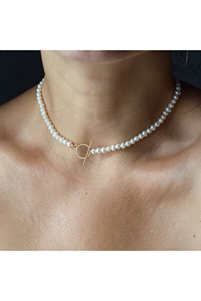 BLACK SWAN Bijoux Natural pearl necklace with 14K gold toggle clasps