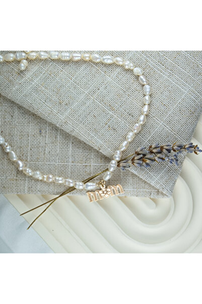 BLACK SWAN Bijoux Colier din perle naturale cu pandantiv din aur 14K 'Mama'