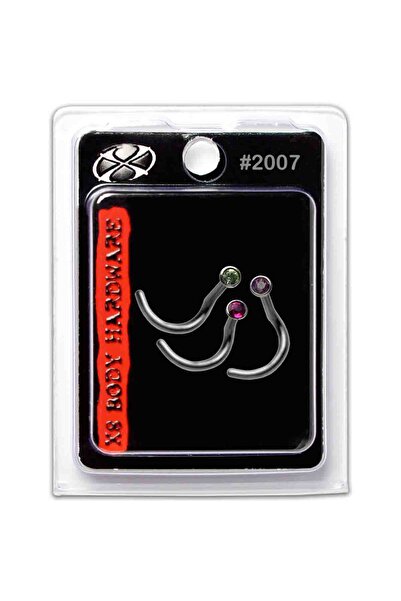X8 BODY HARDWARE USA 1mm S. Steel Nose Peridot/Amethyst/Fuchsia