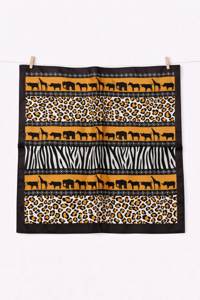 AGAPI Safari Patterned Satin Scarf – Leopard Zebra Stylish Women's Scarf