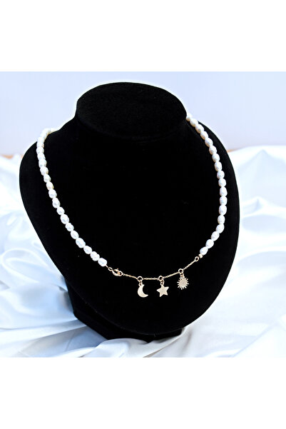 BLACK SWAN Bijoux Necklace made of natural cultured pearls and 14K gold chain...