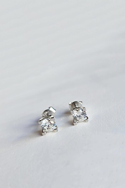 MorMajor Silver 4MM MOZANİT YUVARLAK KESİM VİDALI GÜMÜŞ KÜPE