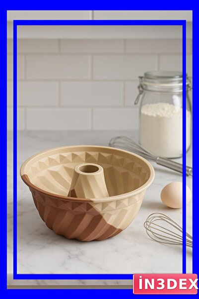 İN3DEX قالب كيك دائري من السيليكون بقطر 24 سم لون كريمي