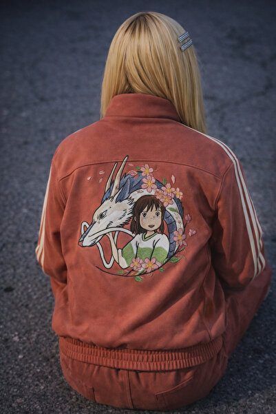 Köstebek Three Stripes Anime Spirited Away Haku and Chihiro Sakura Unisex Sue...