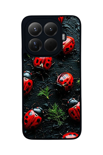 Aksel Kılıf غطاء حماية متوافق مع Mi 15 T Pro 5G، مطبوع، أسود غير لامع، سيليكو...