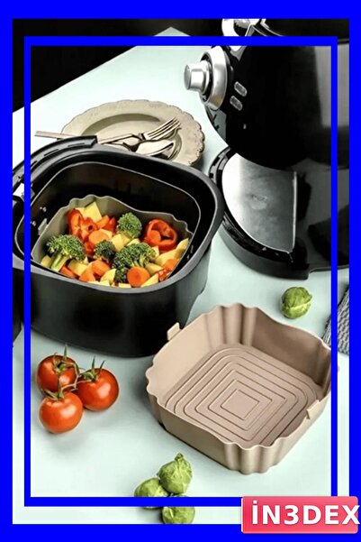 İN3DEX Square Silicone Baking Dish for Air Fryers 17X17X6 cm