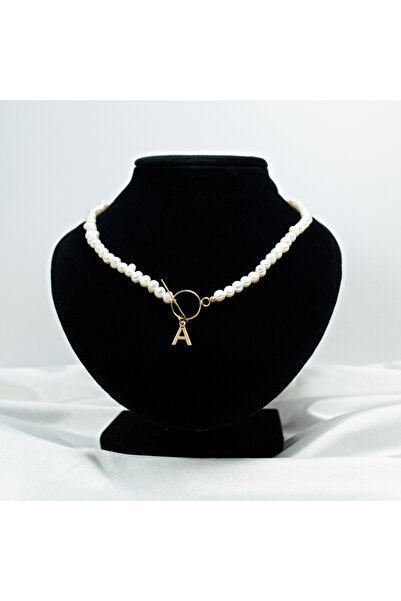 BLACK SWAN Bijoux Colier din perle naturale cu inchizatoare toggle si initial...