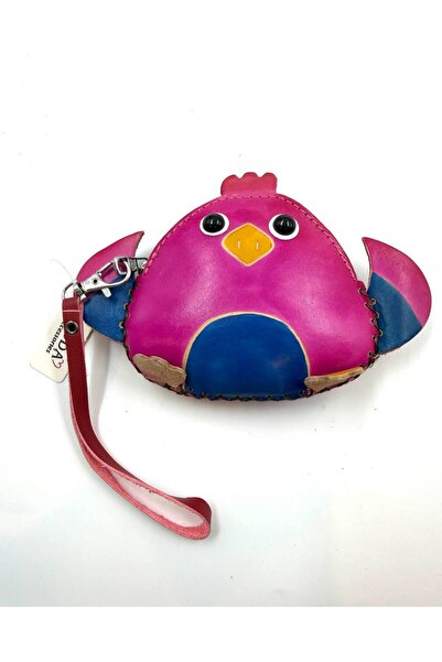 MD Moda Accessories Handmade Leather Keychain with Chicken Figure / Mini Zipp...