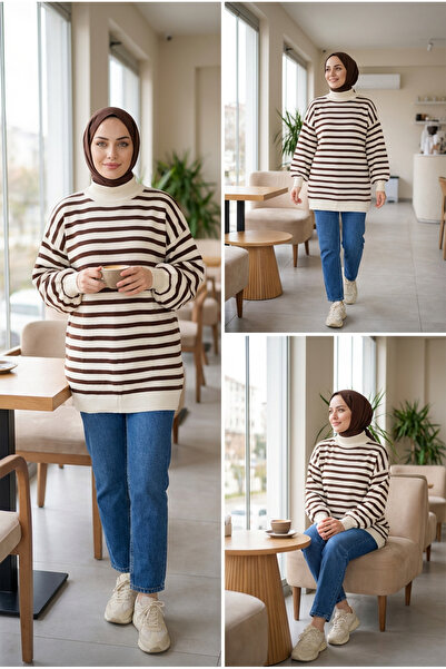 Kirazca Butik Women's Striped Knitwear Tunic Sweater