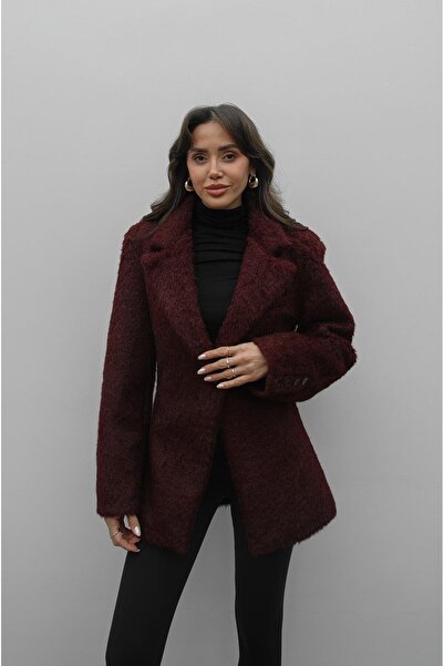 Havoş Burgundy Gray Single Button Jacket