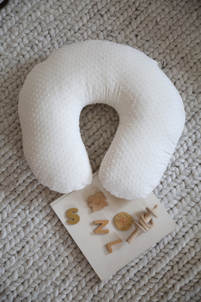 BabyKAR Ponponlu Breastfeeding Pillow 100% Cotton Muslin - Ecru