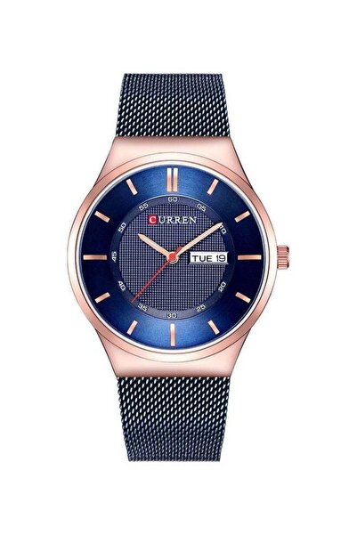Curren ساعة يد رجالية أنيقة تناظرية - 38 مم - أزرق