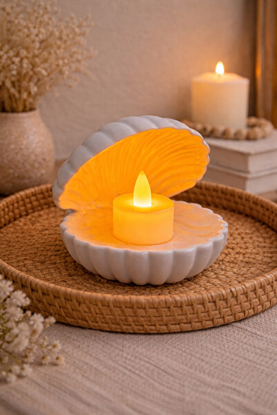 rıfkıdesing Dekoratif Deniz Kabuğu Mumluk - 2 adet 10 CM