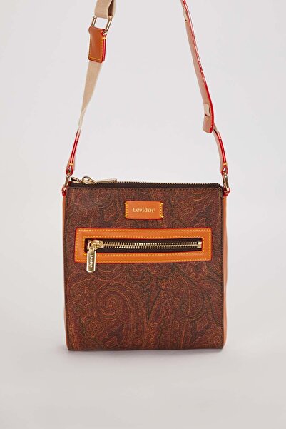 Levidor Dark Brown Women's Crossbody and Shoulder Bag with Ethnic Pattern, Me...