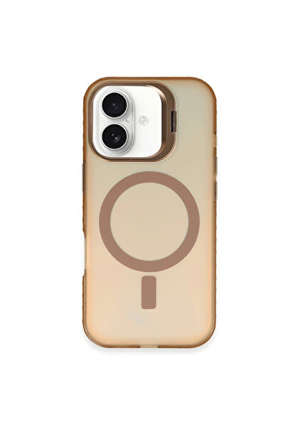 eco port غطاء حماية لهاتف آيفون 16 بلس من بريميرا مع حامل ماجسيف - ذهبي