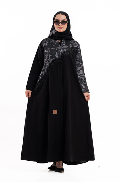 Hasnaa Abaya Moon abaya with jacquard fabric and crystal embroidery