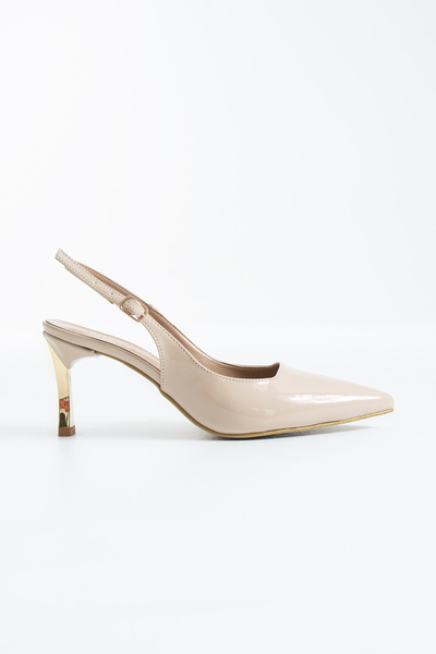 Pazzyonez Zarel Women's Beige Patent Leather Pointed Toe Graduation Evening D...