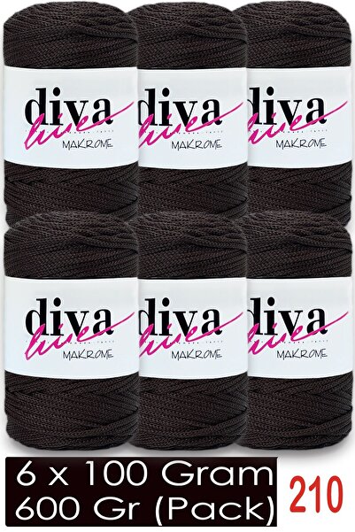 Diva İplik 1.5 mm - 600 Gr - Polyester Macrame Bag Rope (Pack of 6) 210 Bitte...