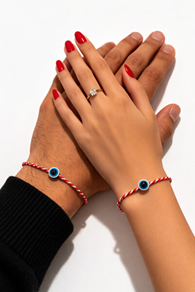 Femenino 2’li Lüks Kore İpi Nazar Boncuklu Marteniçka Sevgi Çift Bileklik Seti