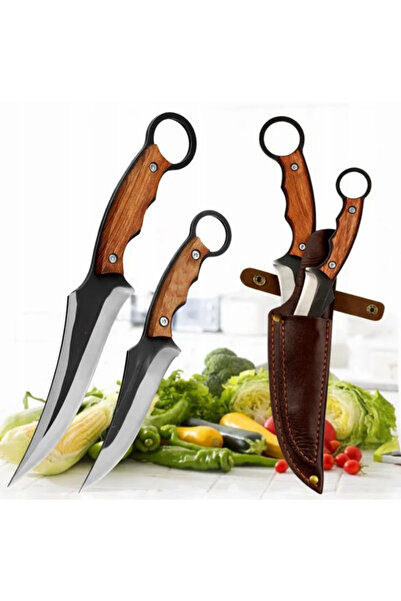B-SQUL EXPEDITION Outdoor & Kitchen Knife Set, 20 & 27 cm, Stainless Steel, P...