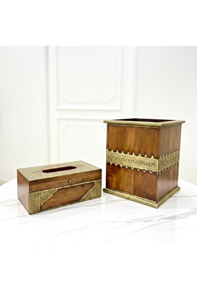 HomeNew Royal Home Accessory Set - Handmade Raw Wood and Brass