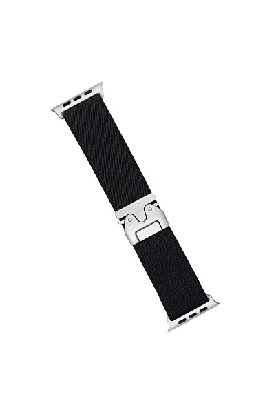 eco port تطبيق. ساعة بحزام قماشي مقاس 42 ملم (ليست ساعة) - أسود