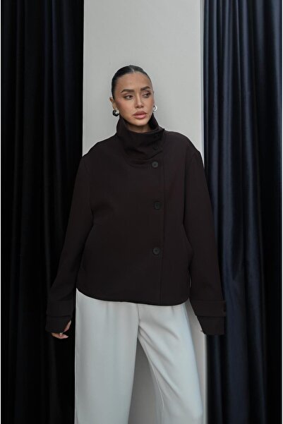 Havoş Mürdüm Breda Stand Collar Buttoned Jacket