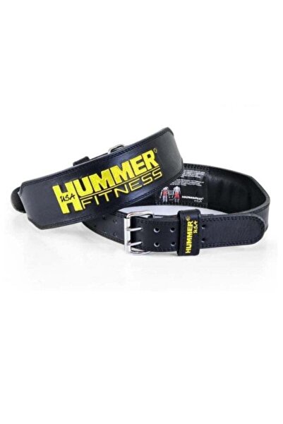 Hummer USA Fitness Black + Yellow Leather Belt