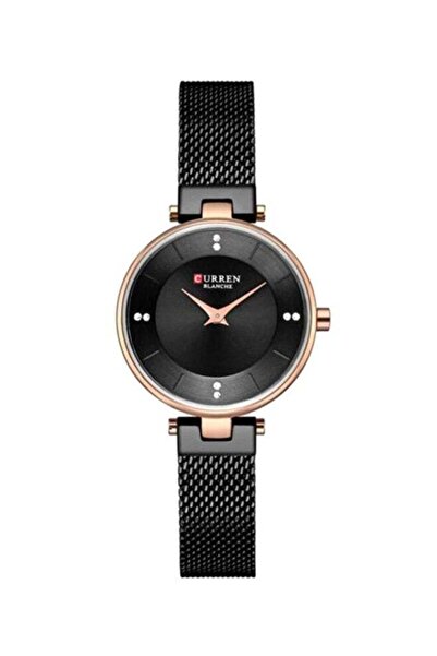 Curren ساعة نسائية سوداء تناظرية مقاس 35 مم