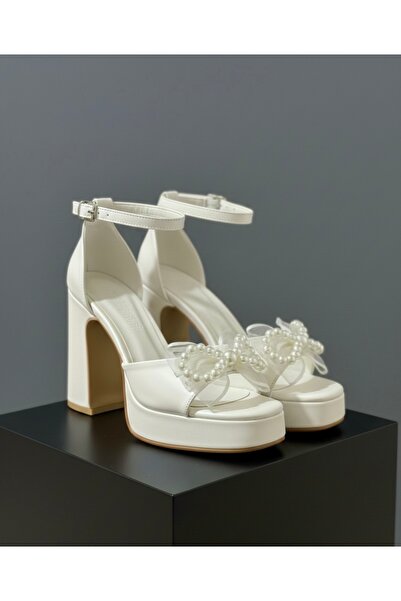 Felisya Butik Pearl Detailed Wedding Dress Platform Heeled Shoes 10Cm-Feli̇sy...