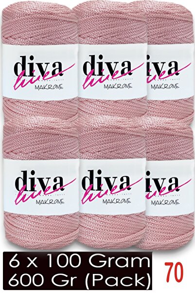 Diva İplik 1.5 mm - 600 Gr - Polyester Macrame Bag Rope (Pack of 6) 70 Pink