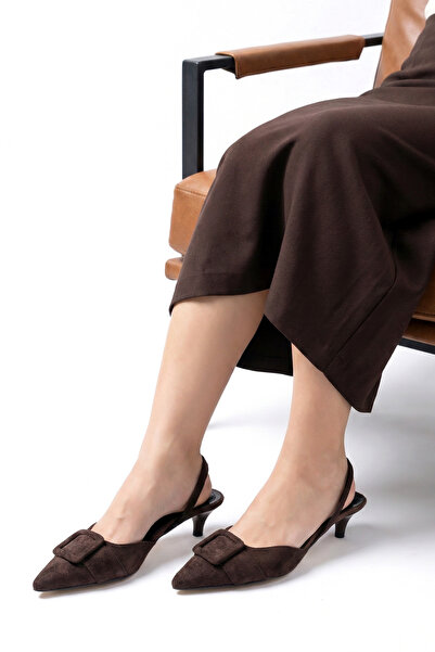 HERUS Pantofi cu toc scurt, cu vârf ascuțit și cataramă, pentru femei, de zi ...