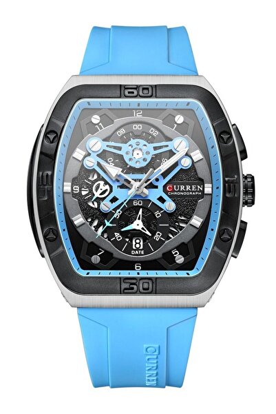 Curren 8443M Men Quartz Sport Watch Silicone Strap Alloy Case Fashion Multifu...