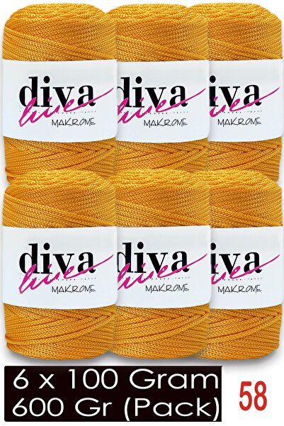Diva İplik 1.5 mm - 600 Gr - Polyester Macrame Bag Rope (Pack of 6) 58 Citrus