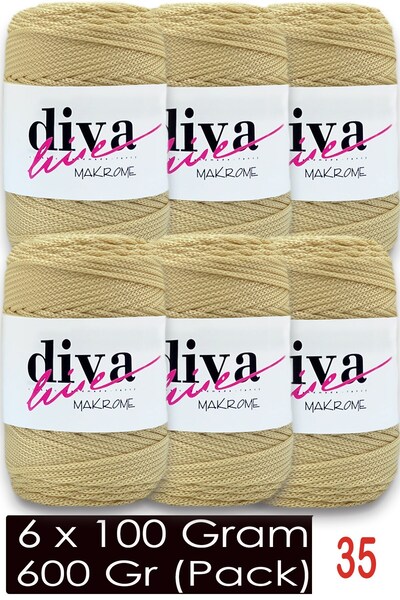 Diva İplik 1.5 mm - 600 Gr - Polyester Macrame Bag Rope (Pack of 6) 35 Honey ...