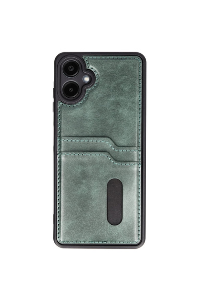 eco port Samsung Galaxy A06 Case Sara Leather Case with Business Card - Dark ...