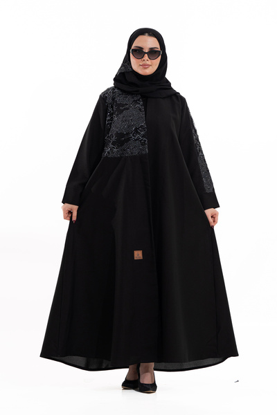 Hasnaa Abaya Abeer abaya with silver crystal summer