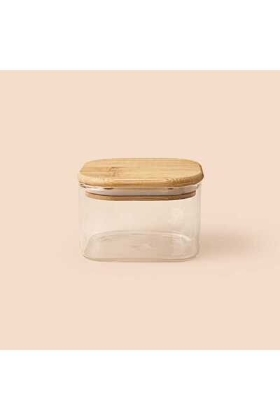 KUT FLY Bamboo Storage Container with Lid - Brown - 10X6 cm