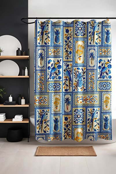 EVPANYA Perdeau de baie, perdea de duș cu model exotic chinezesc, perdea pent...