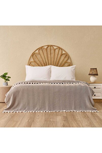 KUT FLY Soft Econo Double Bedspread - Ecru / Brown - 200X220 cm