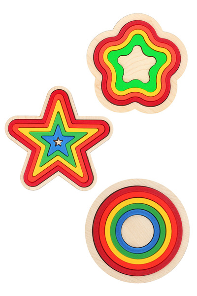 lina hobby مجموعة مكونة من 3 قطع بقاعدة خشبية وطباعة ثلاثية الأبعاد ملونة - 1...