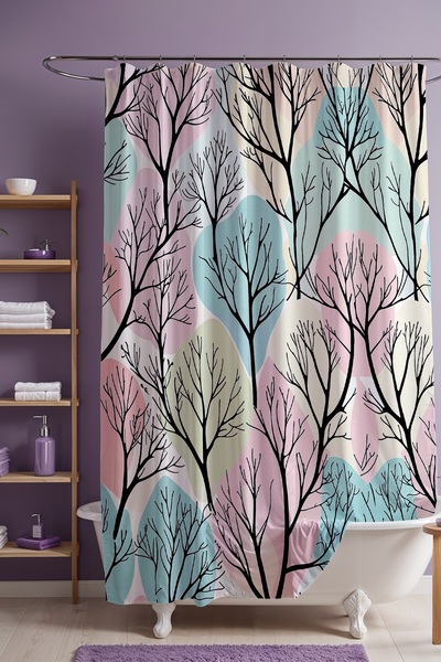 EVPANYA Perdeau de baie, Perdeau de duș cu model Cântecul crengilor, Perdeau ...