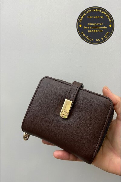 shiny ever Soft Leather Bitter Brown Women's Wallet with Gold Detail