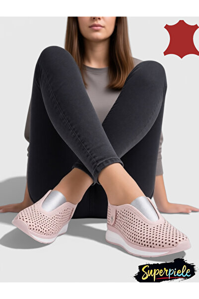 ANGEL BLUE Casual perforated Ballet Flats made of Genuine Leather With star a...